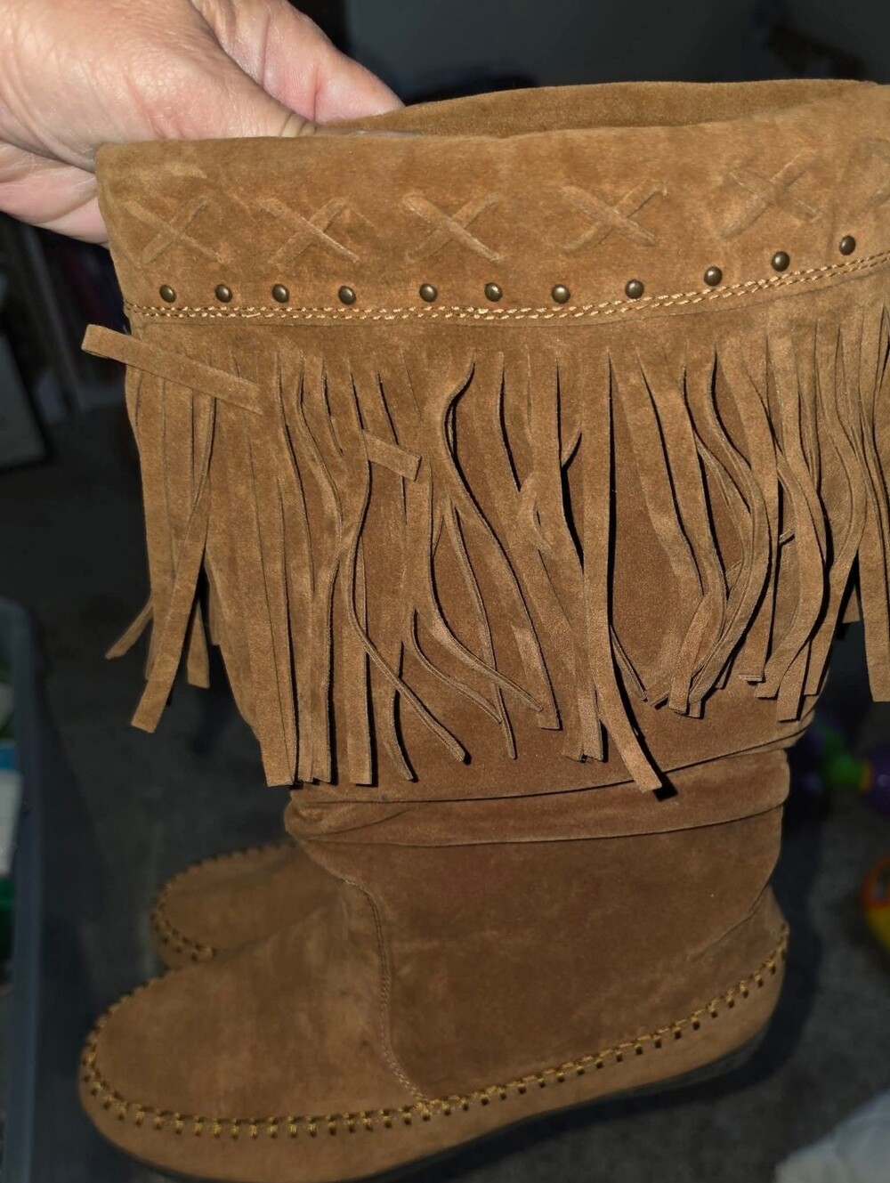 Rampage Women's 9 Fringed Moccasin Boots